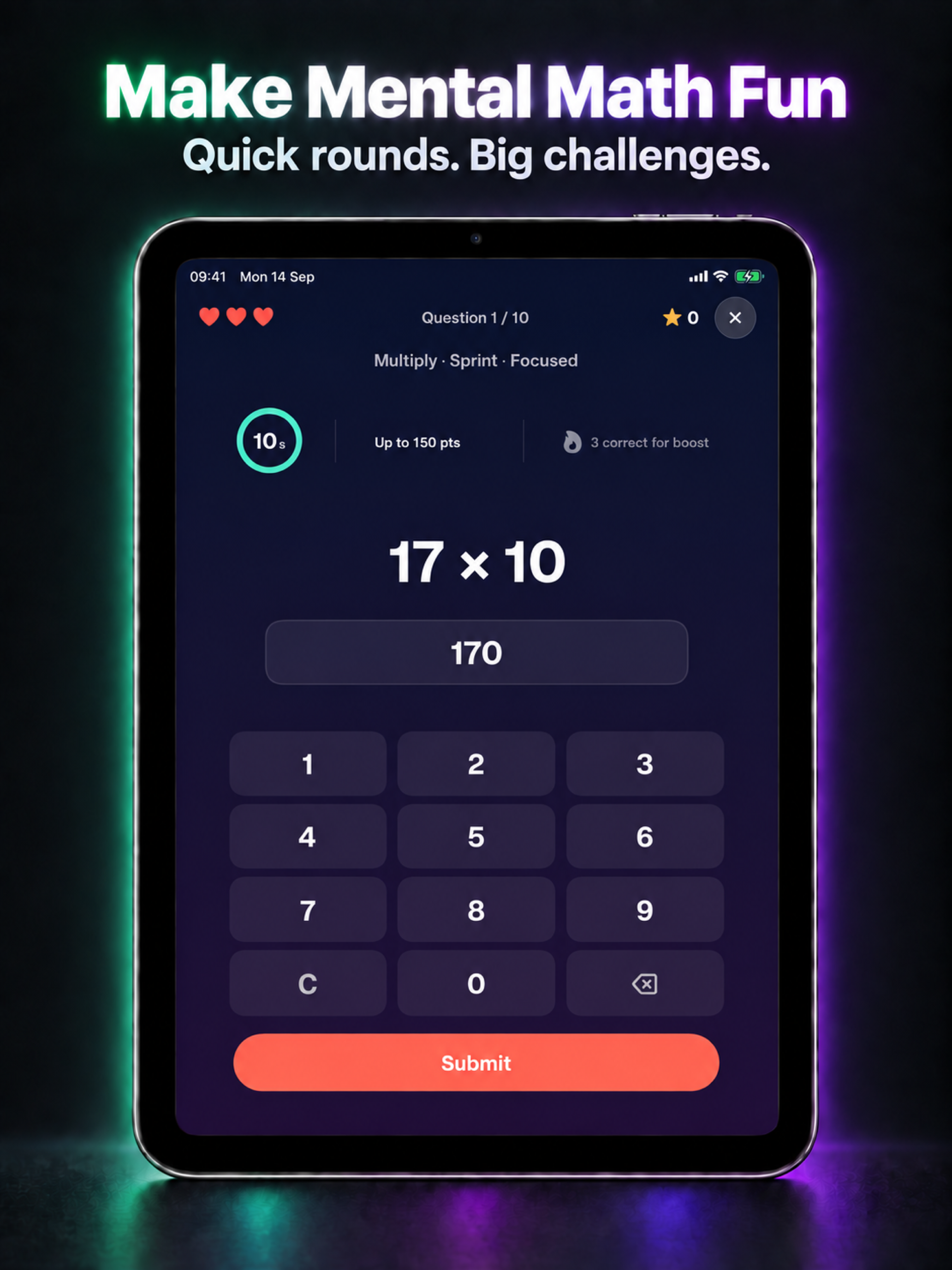 Number Spark: Math Puzzle iPad App Store image: Make Mental Math Fun