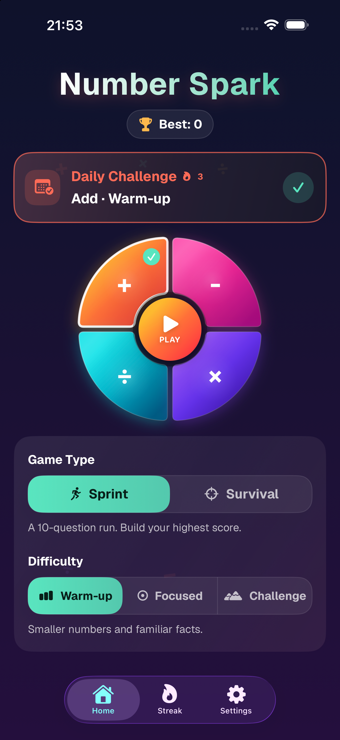 Number Spark: Math Puzzle daily challenge and game modes