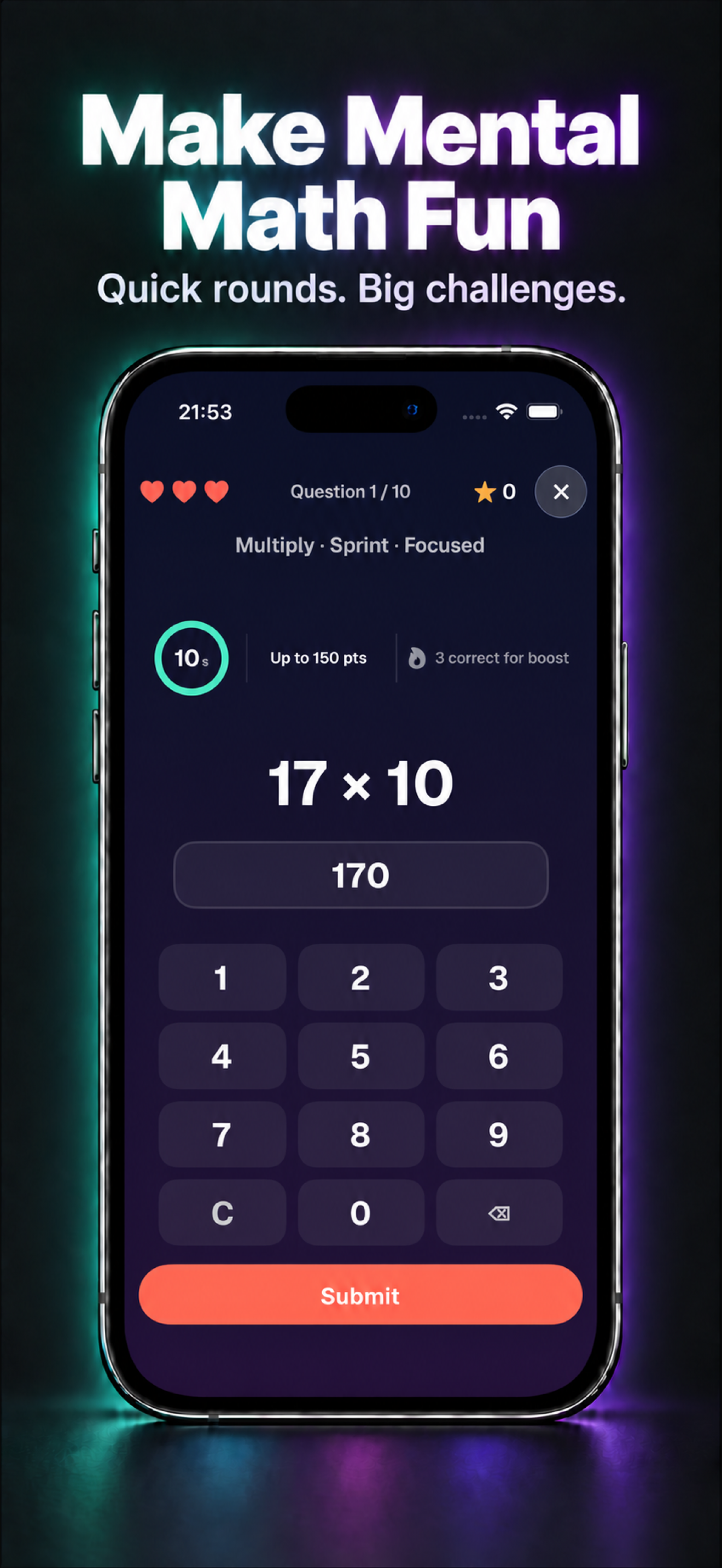 Number Spark: Math Puzzle iPhone App Store image: Make Mental Math Fun