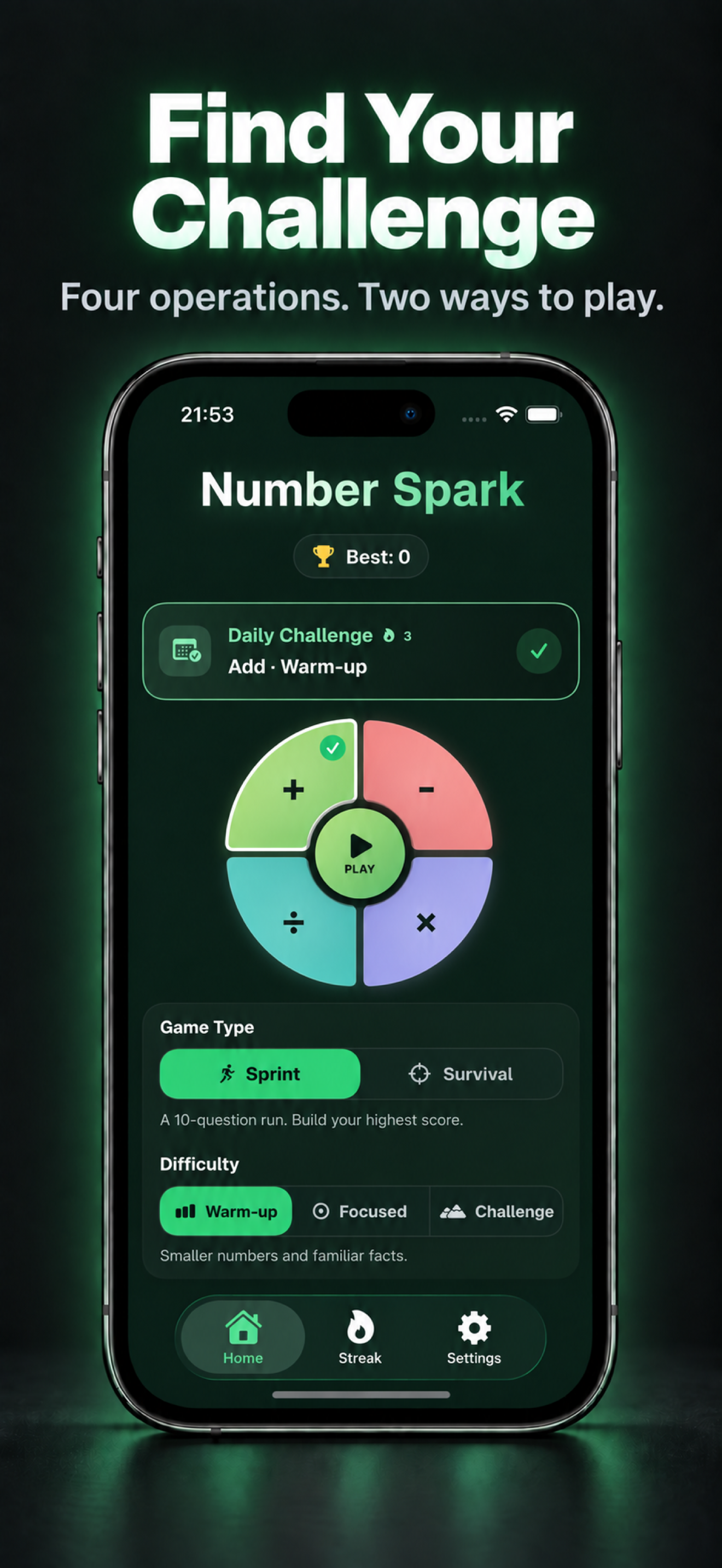 Number Spark: Math Puzzle iPhone App Store image: Find Your Challenge