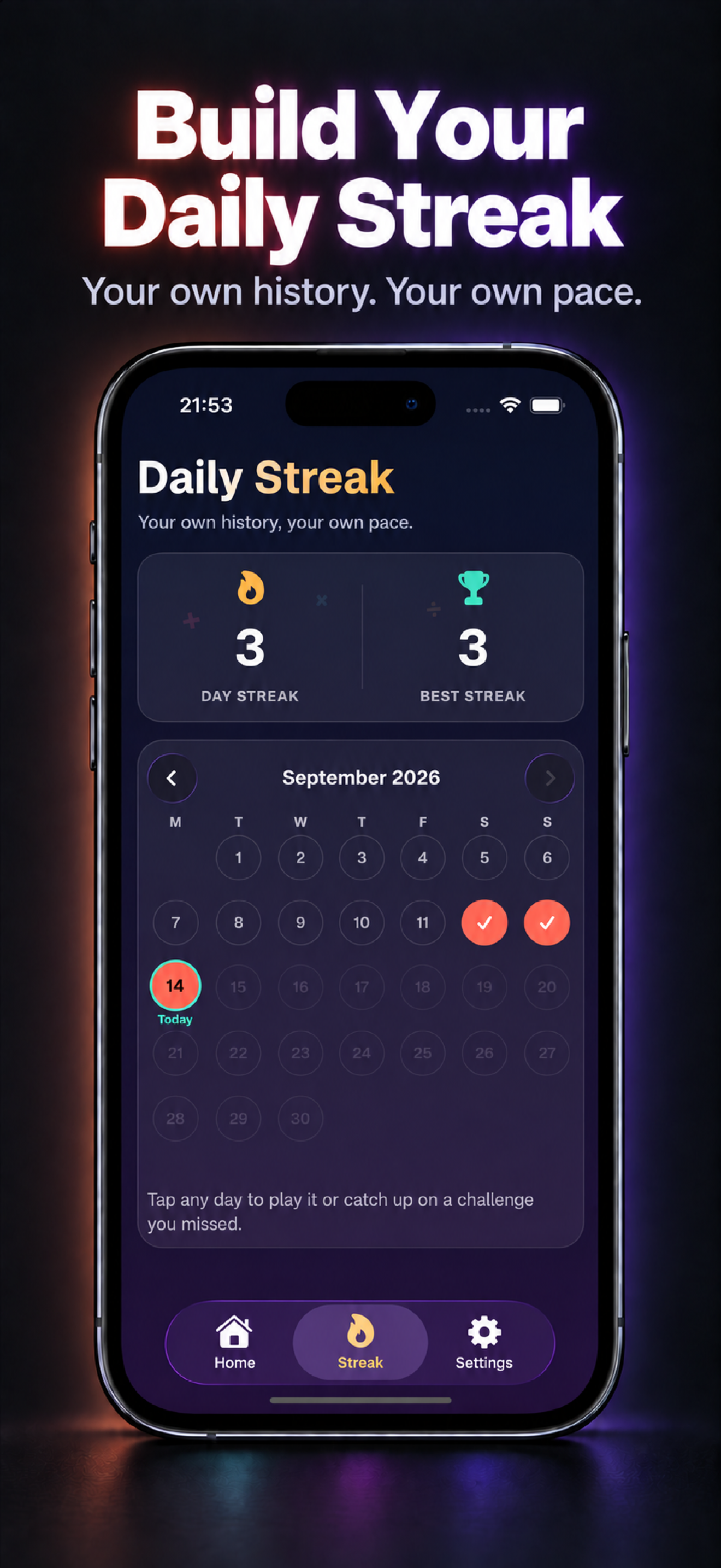 Number Spark: Math Puzzle iPhone App Store image: Build Your Daily Streak